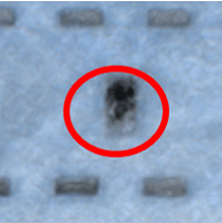 Hole Defective mask with hole detected by AI