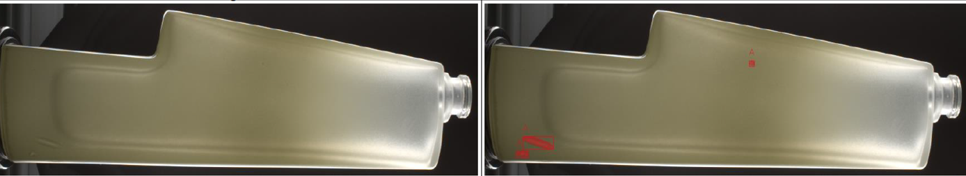 Fragrance Bottle Defect Detection Defects on glass fragrance bottle are detected by AI