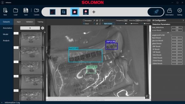 IV bag inspection using SolVision AI vision software