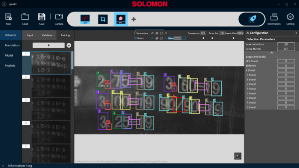 Clear tire identification number recognition using SolVision SolVision's AI detects clear text on a tire during inspection using OCR technology