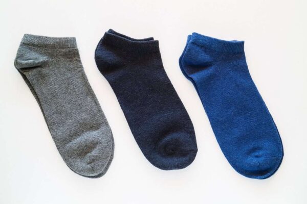 3 pairs of ankle socks on a white background