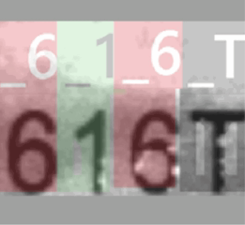 OCR detects car engine serial number: 616T