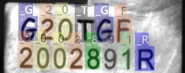 OCR detects car engine serial number: 20TGF002891R