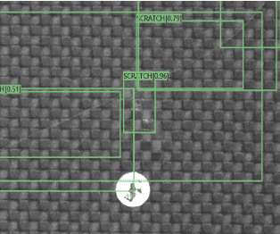 scratches detected Scratch defects detected on carbon fiber fabric