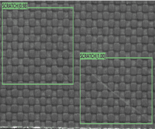 scratches detected Scratch defects detected on carbon fiber fabric