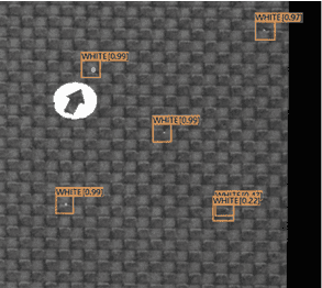 spots detected White spot defects detected on carbon fiber fabric