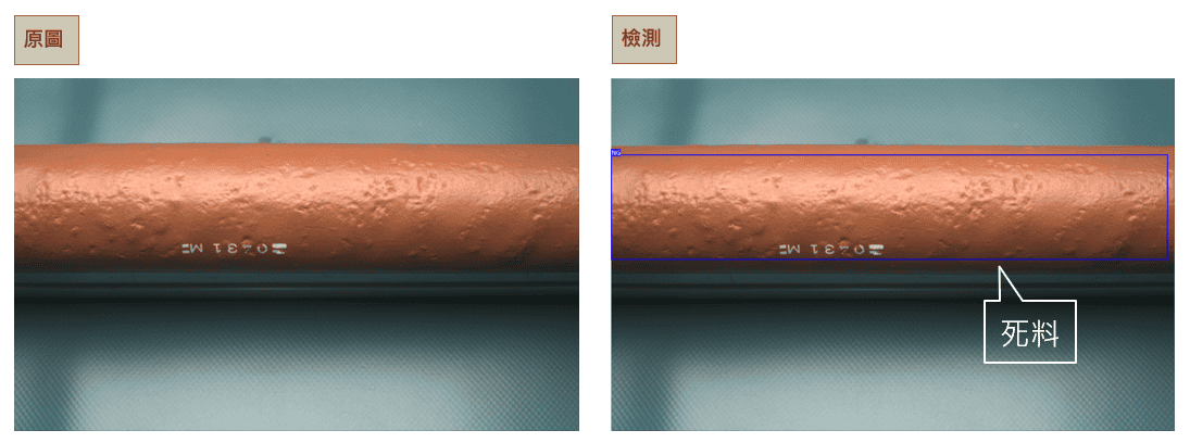 Cable Sheath Defect Detection Defect detection of an orange cable sheath