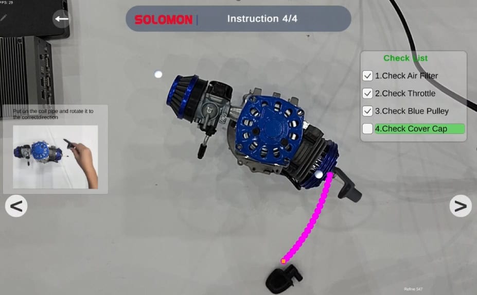 AR + AI Intelligent Assembly SOP Guidance META-aivi performing assembly guidance using AR + AI