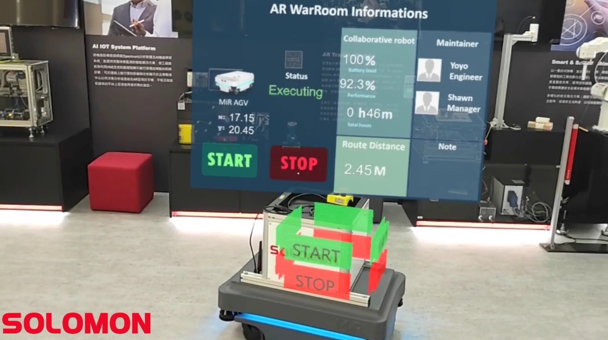 圖4 所羅門自動化事業處 AR應用於機器手臂以及自走車進行廠內巡檢 無縫串聯數位建模與製造,用AI視覺加速工廠生產效率