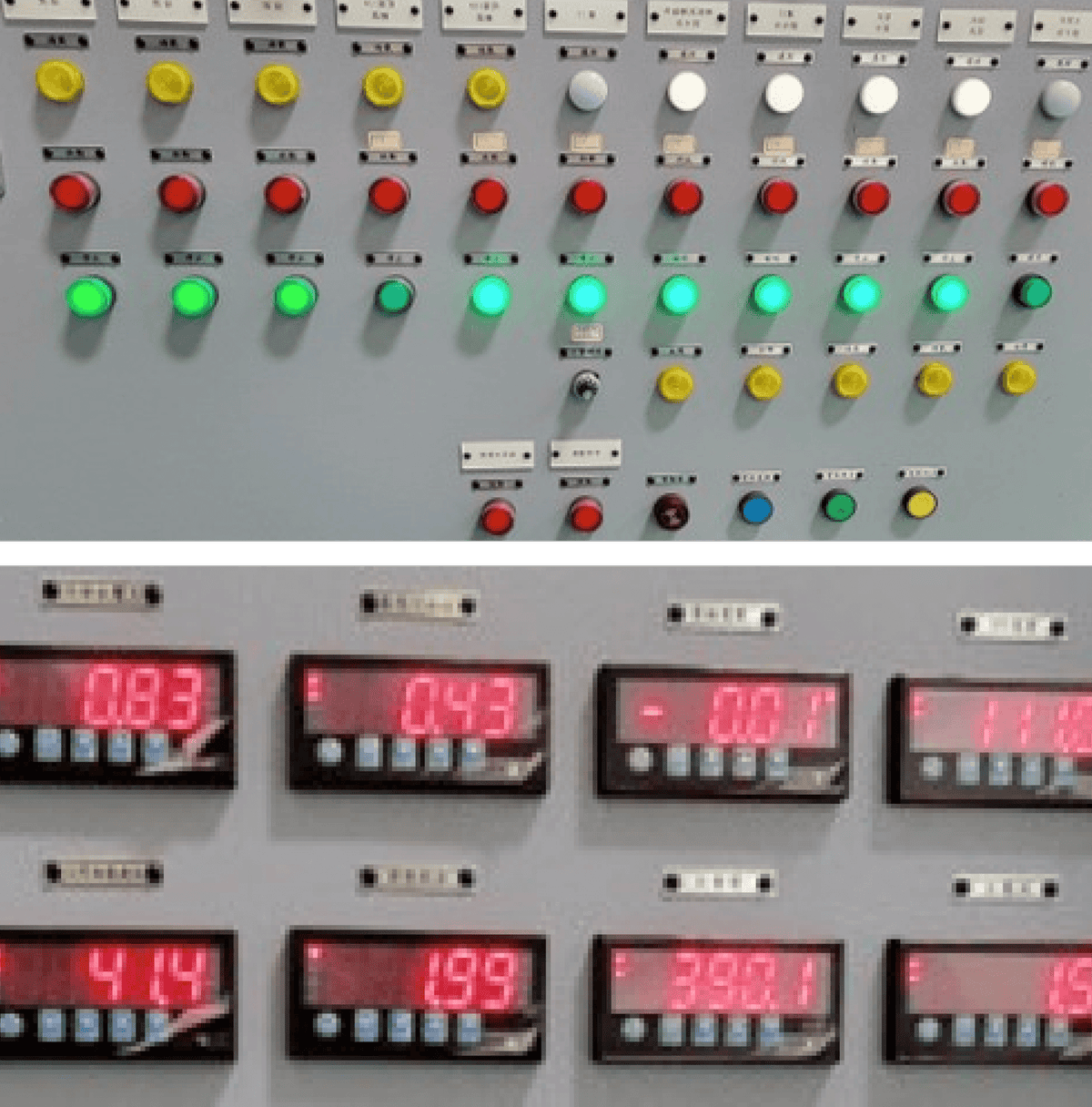 control panel showing lights and digital gauges