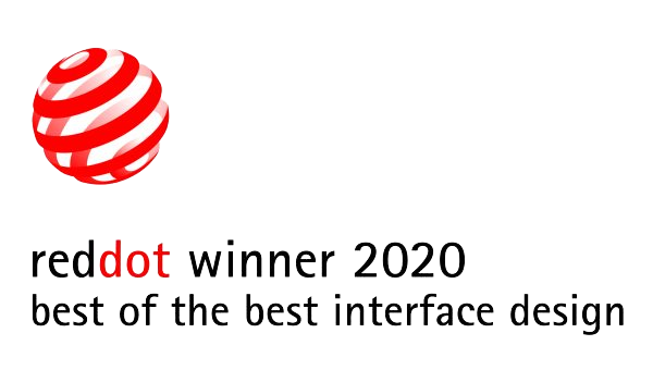 Red Dot Winner Best of the Best Interface Design 2020 Red Dot Award: Best of the Best for Interface Design certificate with the award logo.